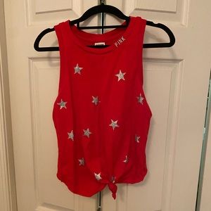 VS Pink red Stars tie front tank